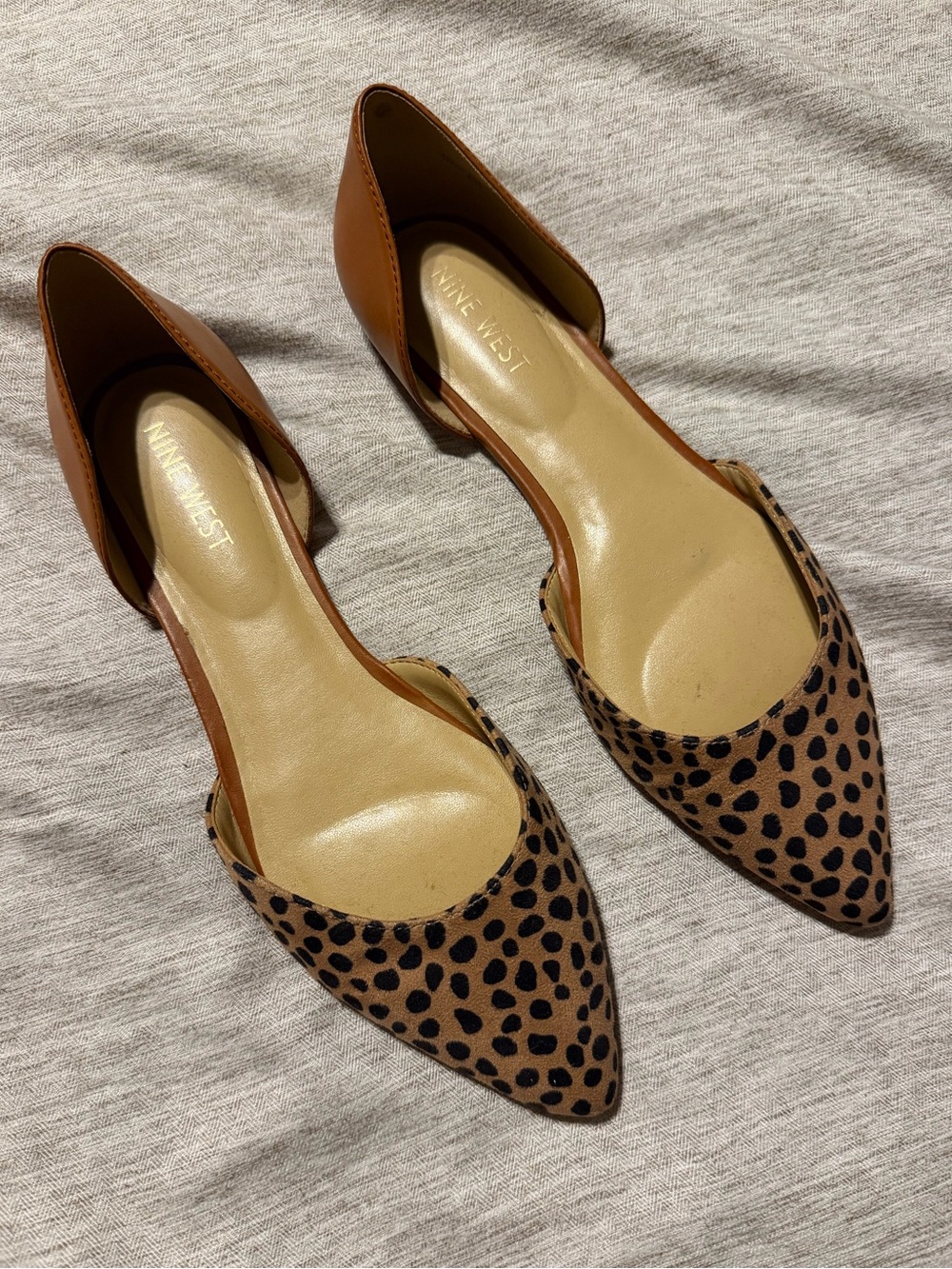 Nine West Brown and Tan Cheetah Print D'Orsay Flats